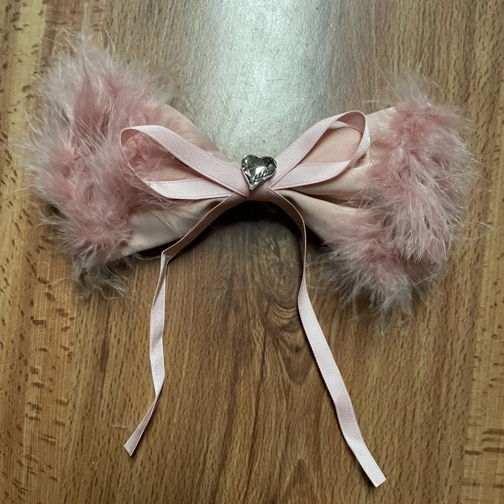 Oversized Black Feather Bow French Barrette Hair Clip